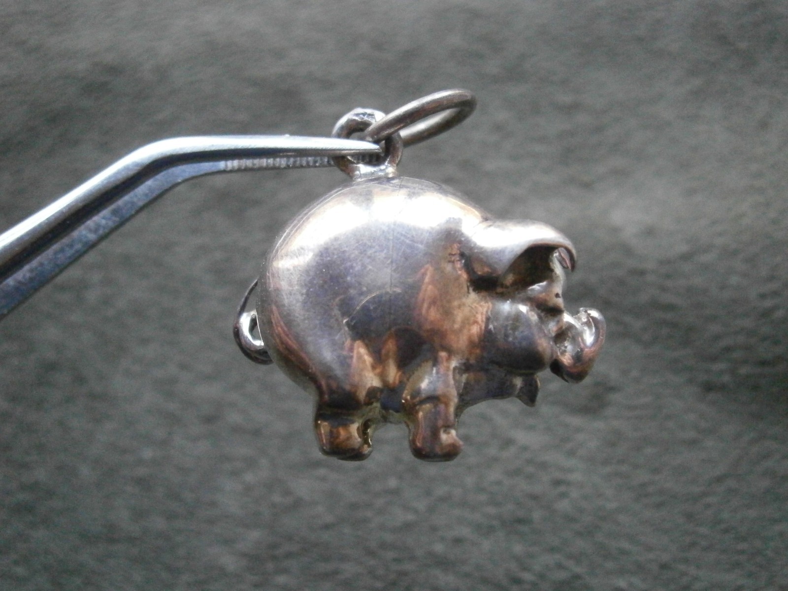 Large Heavy Pig Vintage Solid Sterling Silver Bracelet Charm Pendant 12.0g