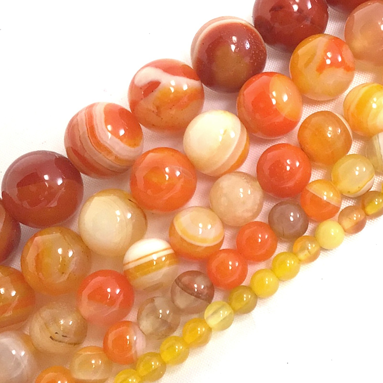 Gemstone Natural Orange Yellow Agate Round Loose Beads 15″ 4mm 6mm 8mm 10mm 12mm