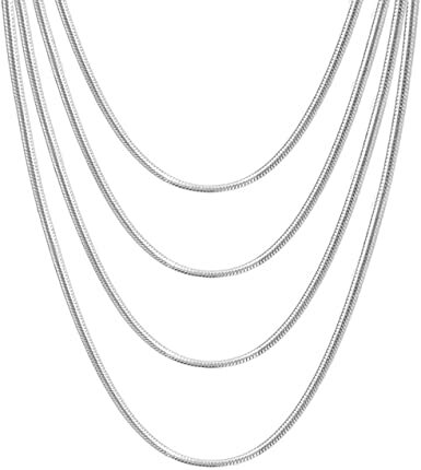 925 Sterling Silver Tarnish-Free Classic 1.2mm Very Thin Snake Chain Necklace