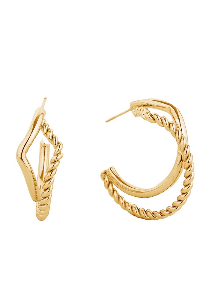 Do Everything in Love 14K Gold/White Dipped Post Hoop Earring Korea
