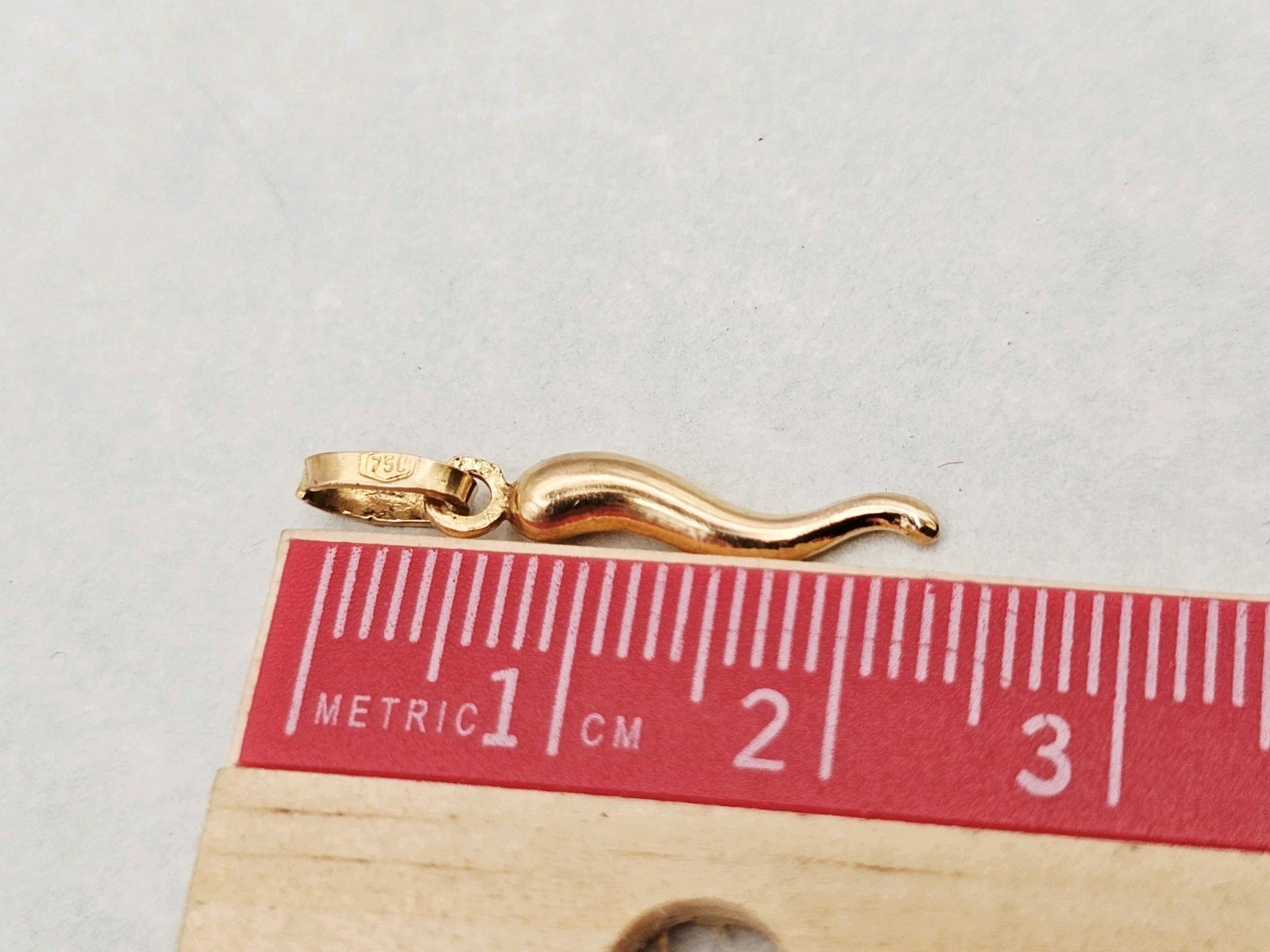Solid 18k Gold Corno Italian Horn 1 ” Cornicello Charm Pendant Italian 750 ✨️