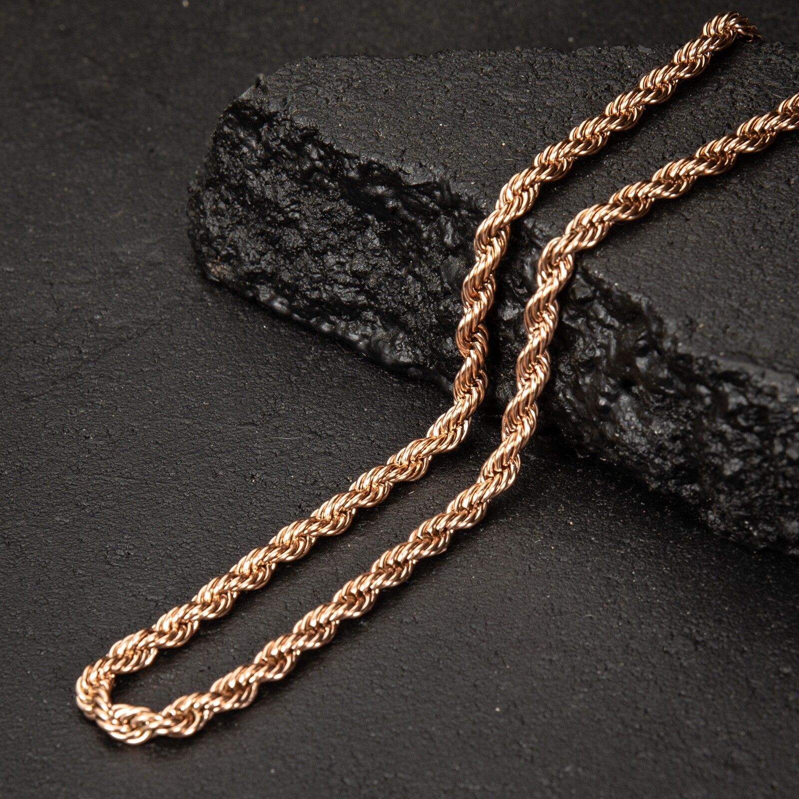 Solid Rose Gold Plated Heavy 316 Stainless Steel 6MM Twist Rope Chain Necklace