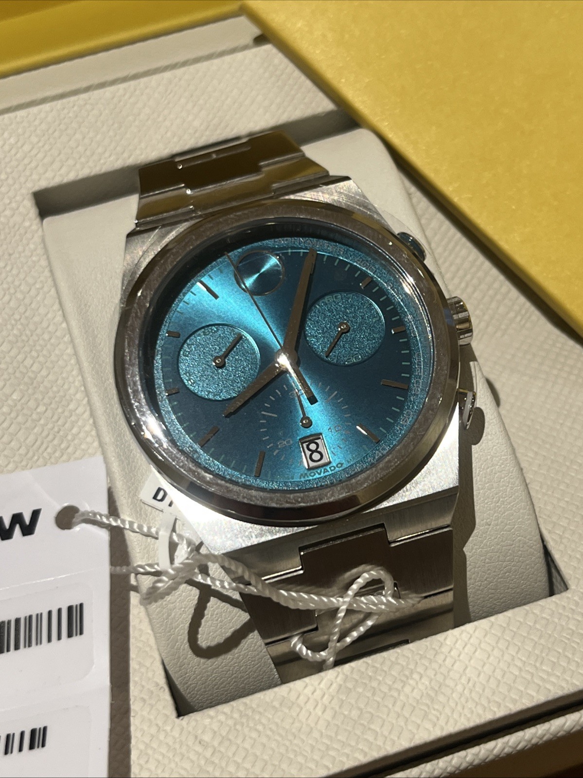 Movado Tachymeter Chronograph Green Dial Silver Tone Men’s Watch Brand New -rare