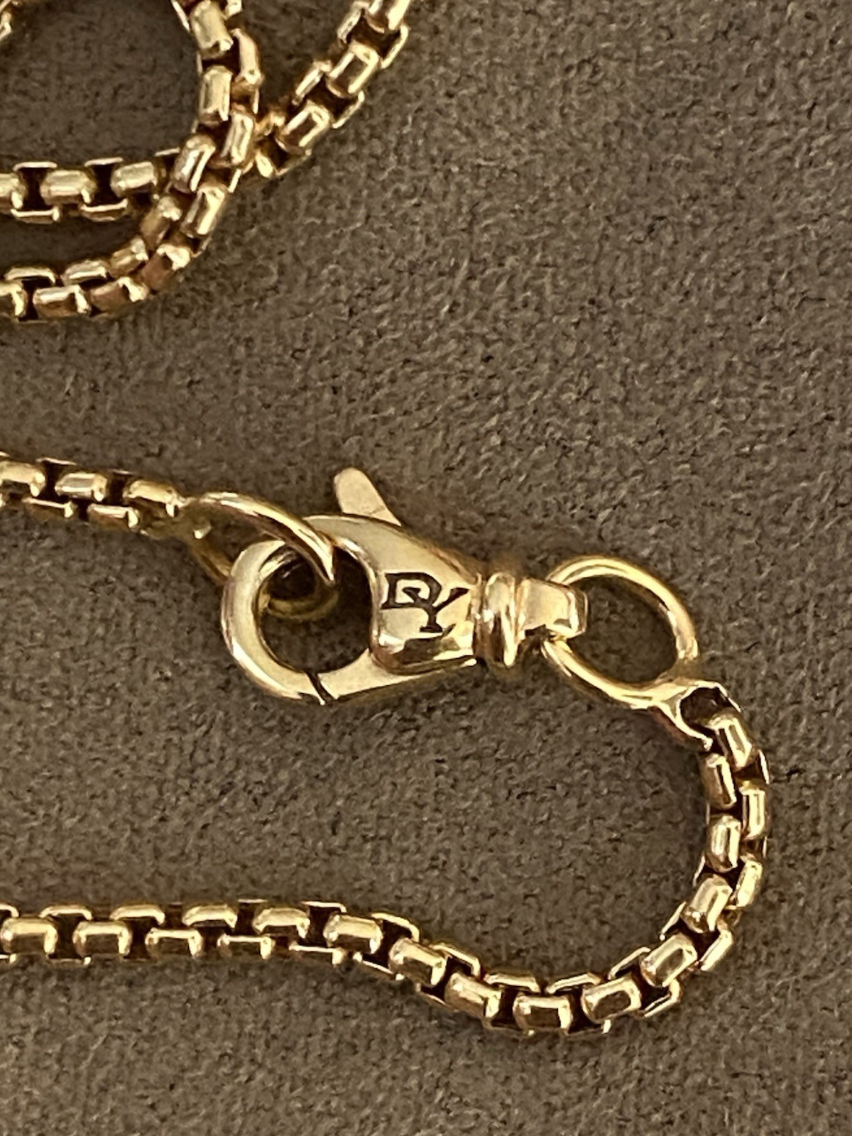 David Yurman 18k Yellow Gold Box Chain Necklace 1.7mm 16 17 18” Adjustable