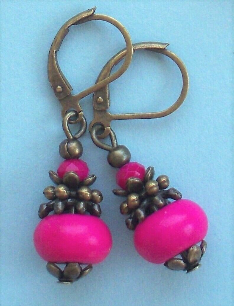 Colorful HOWLITE ROUNDELS Lever back handcrafted CHOOSE X2