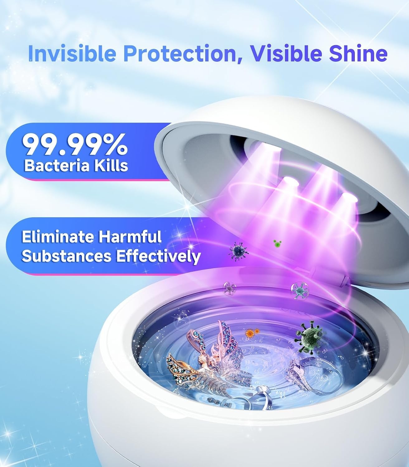Ultrasonic Jewelry Cleaner Machine, 45KHz Retainer Cleaner Ultrasonic Profession