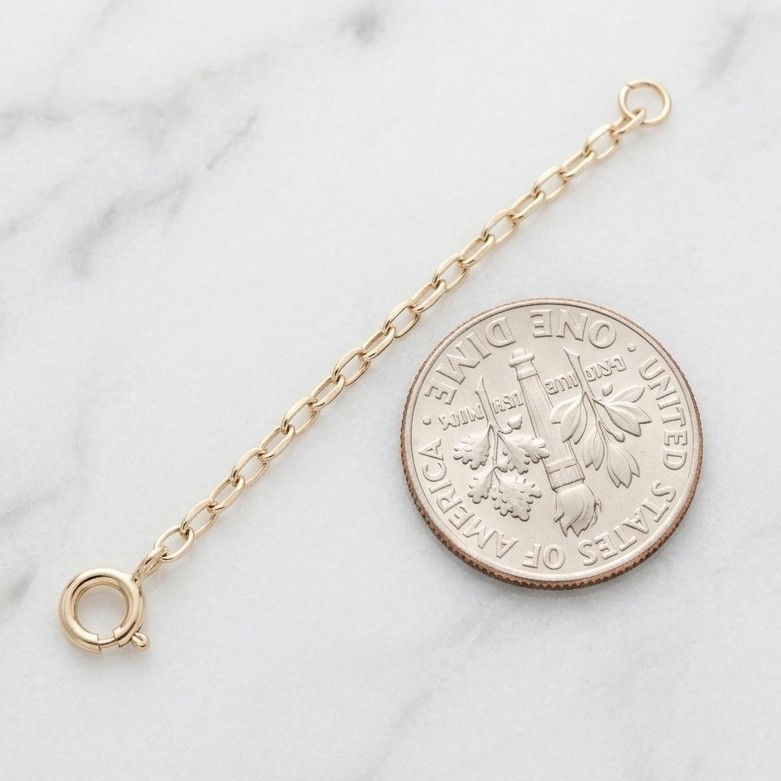 Oval Cable Chain Necklace Extender for Pendant Charm REAL 14K Yellow Gold 2.0mm