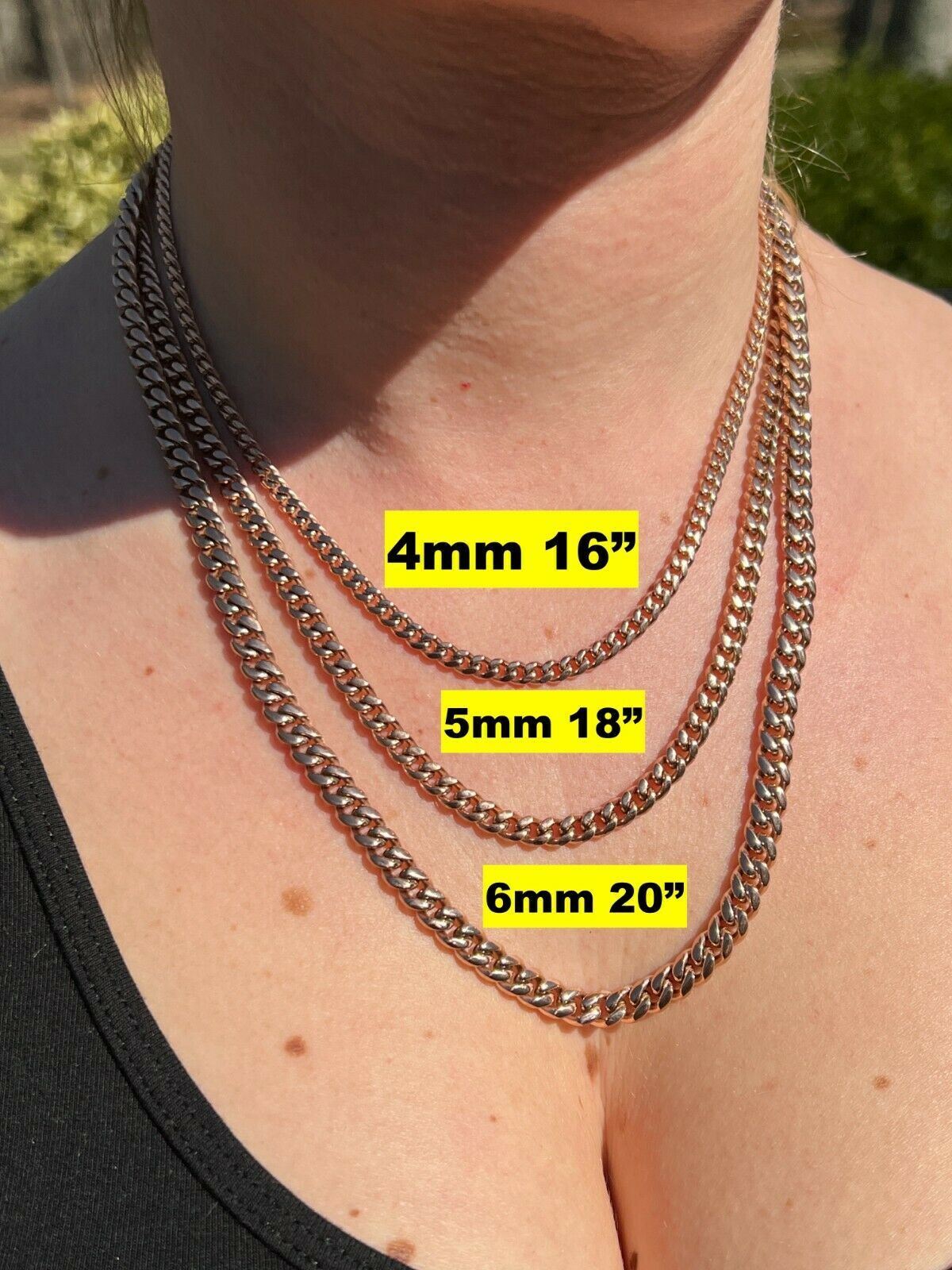Miami Cuban Link Chain Necklace / Bracelet Rose Gold Plated Stainless Box Lock