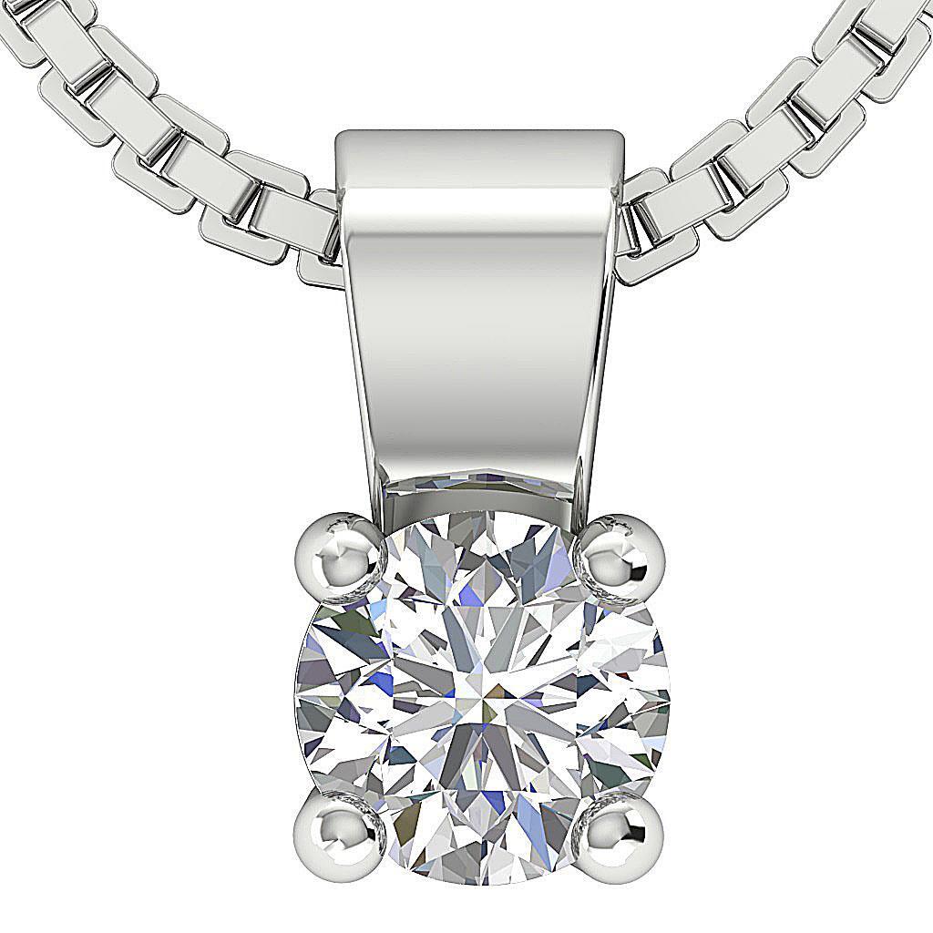 Lab Grown Diamond Solitaire Pendant Necklace VS1 F 0.25 Carat 14K Gold Prong Set