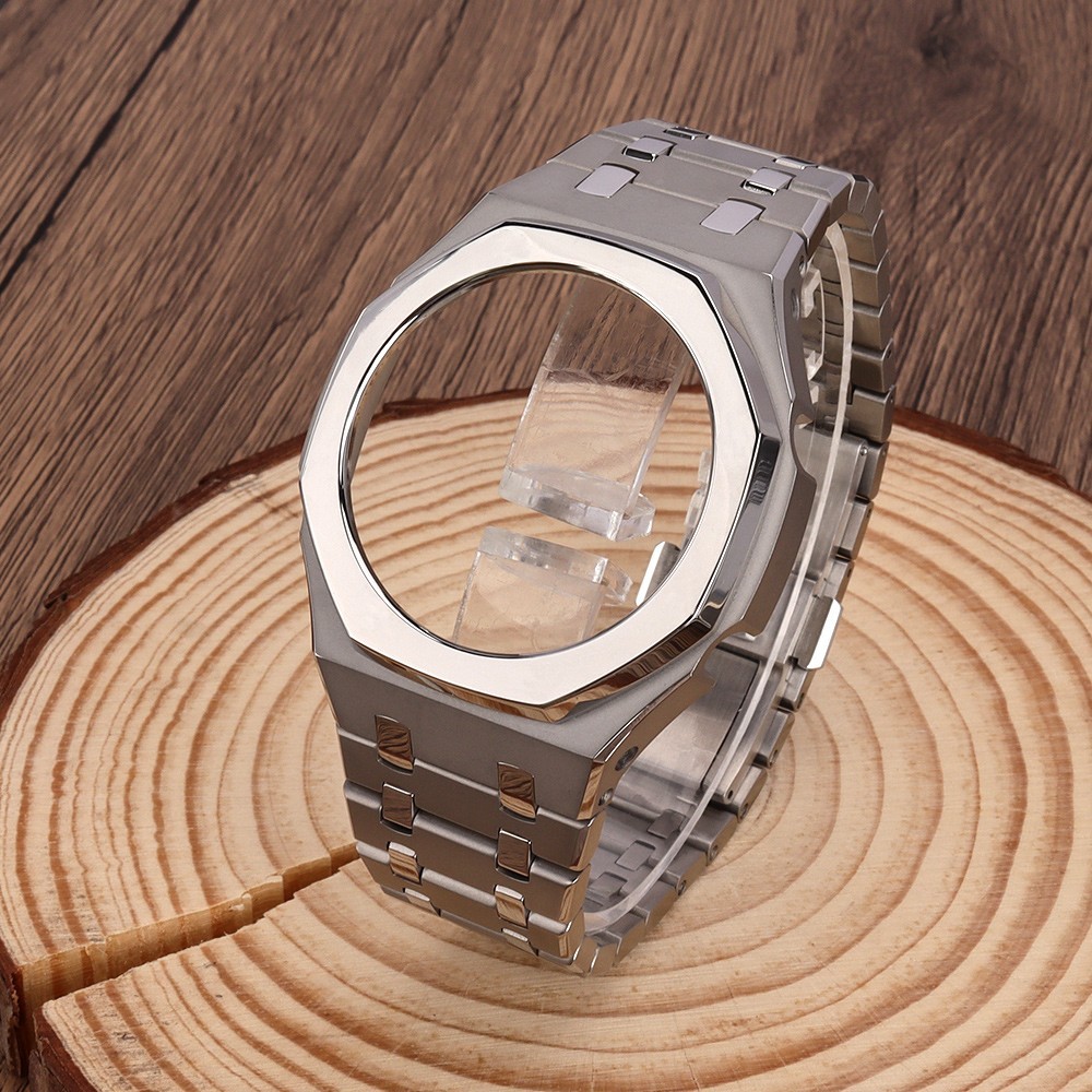 44.3mm Watch Case Strap Modify casio GA-2100 casioak Mods Silvery 316L Stainless