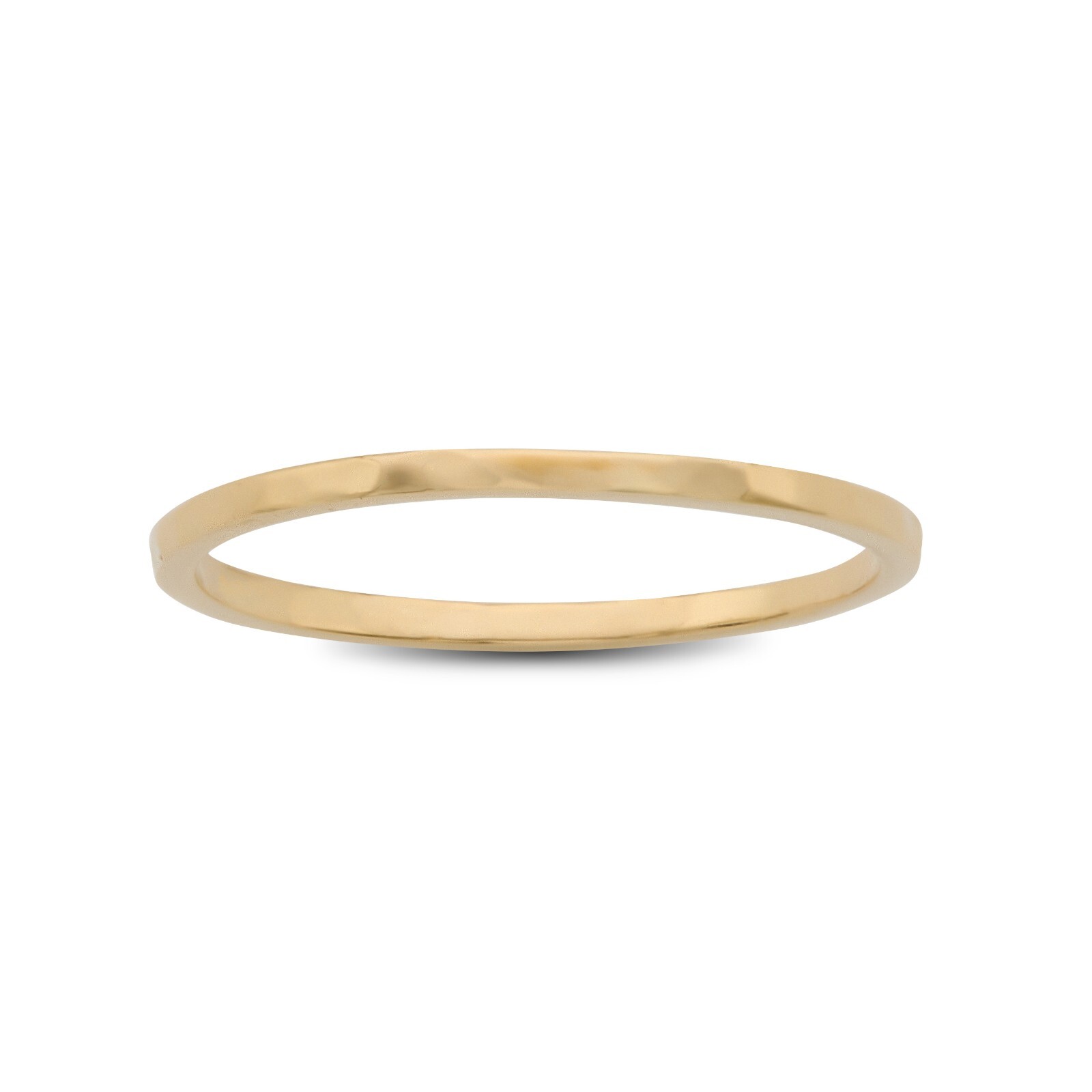 Solid 10K Yellow Gold Hammered Ring 1mm Size 1–15 Thin Gold Ring Midi Stack Band