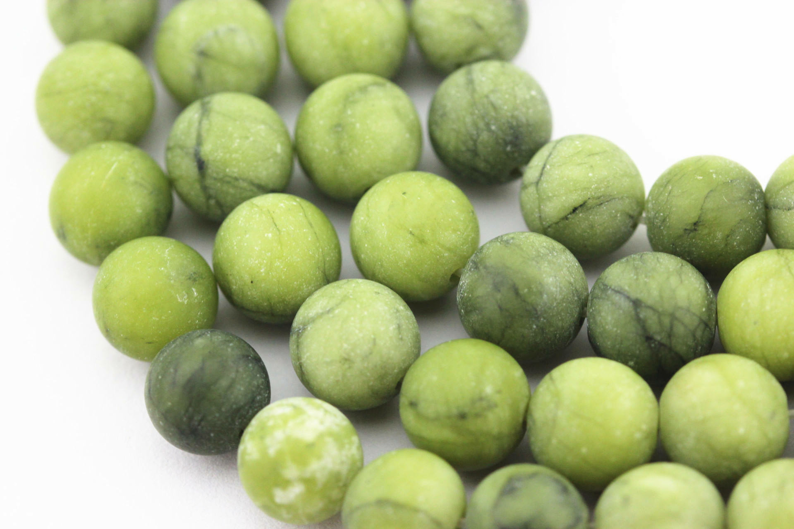 Natural Green Jade Matte Round Beads 4mm 6mm 8mm 10mm 12mm 15.5″ Strand