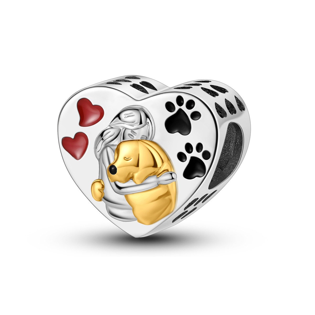 LAZA European 925 Sterling Silver DIY Charm Bead Love Dog Cat fit Women Bracelet