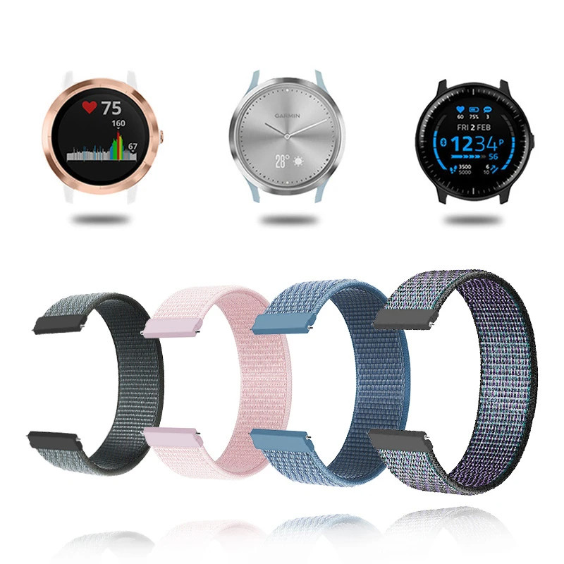 20mm 22mm Woven Nylon Sport Loop Watch Band Strap W/ Quick Release Spring Pins