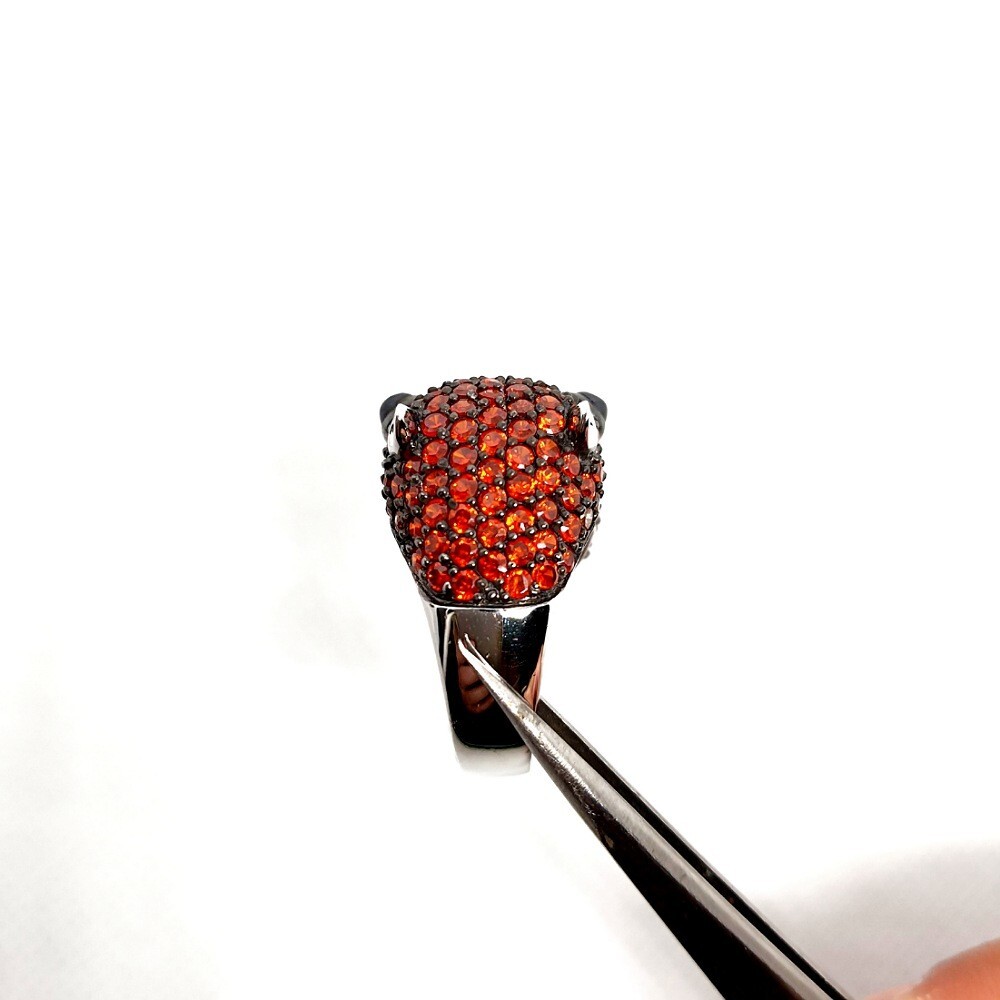 Ring 925 STERLING SILVER orange sapphire simulated hippo wide animal CZ Size 8
