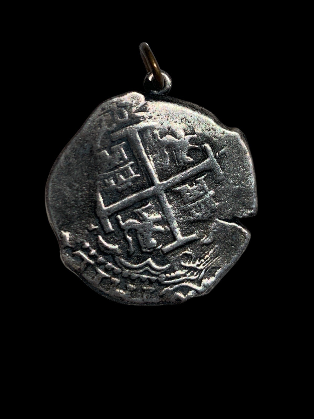 Sterling Silver Atocha Shipwreck Replica Coin Pendant 3mm Rope Chain 30g Estate