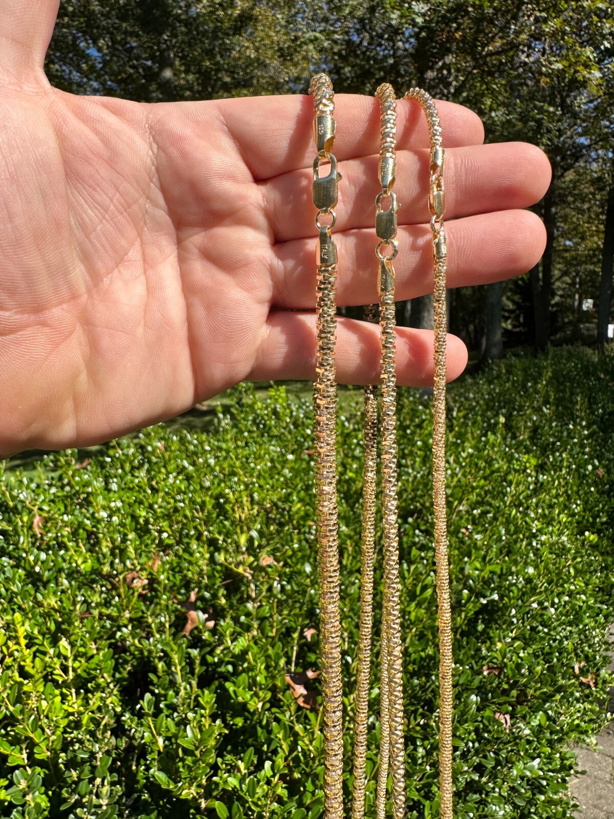 14k Gold Vermeil 925 Silver Diamond Cut Sparkle Ice Rope Chain Necklace 3-5mm