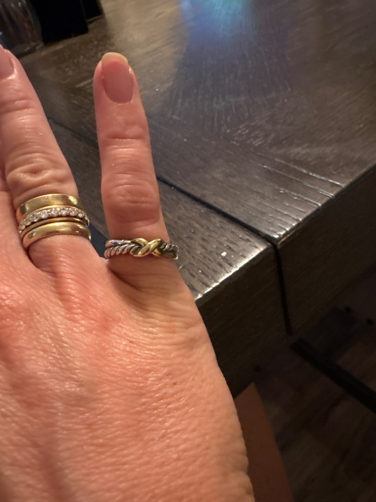 David Yurman Sterling Silver & 18k Refills Crossover Ring Size 5.5