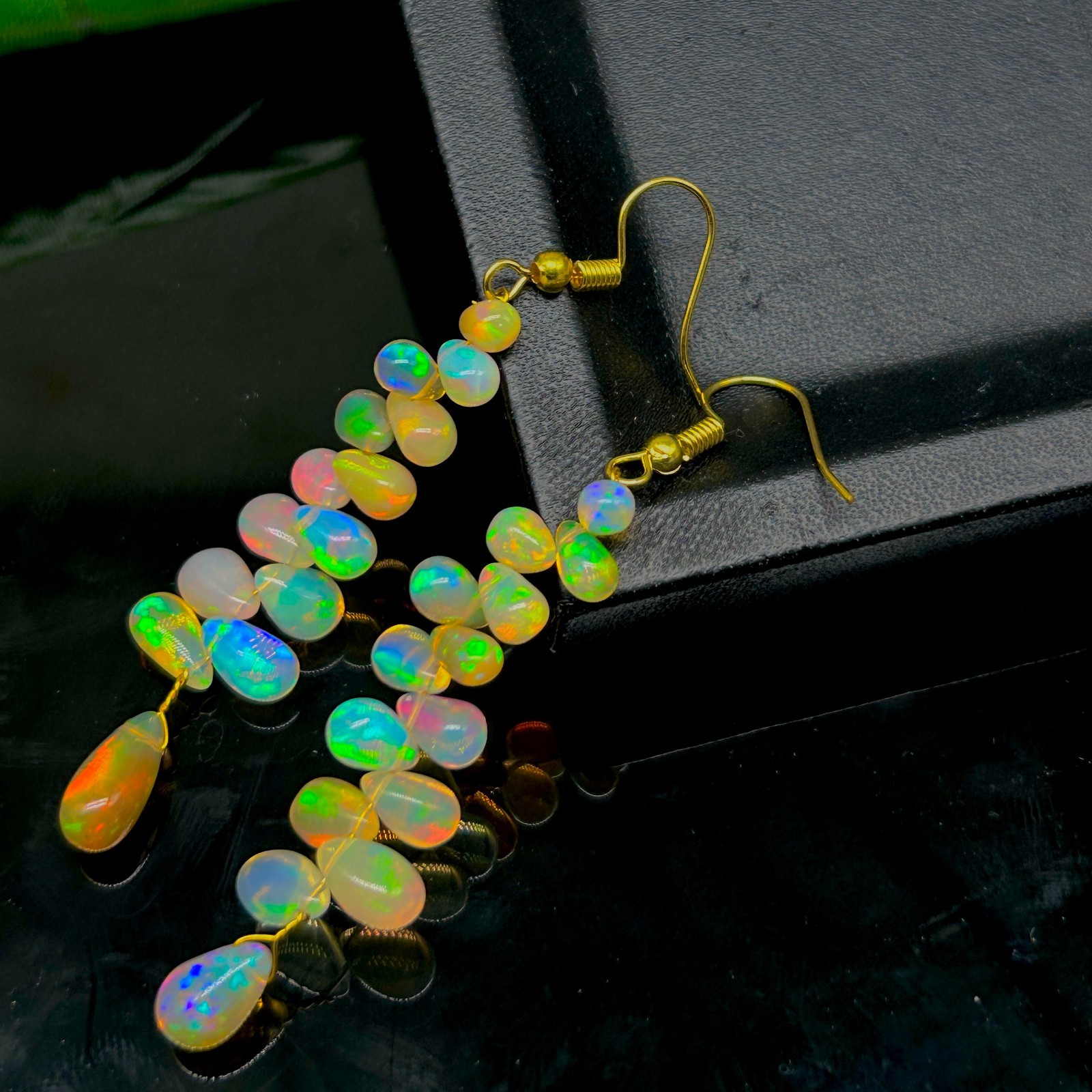 Natural Opal Gemstone Dangle Earring, Multifire Opal Drops Beads Earrings