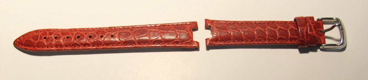 Vera Pelle Brown Crocodile Grain Padded Wristwatch band Strap 18mm