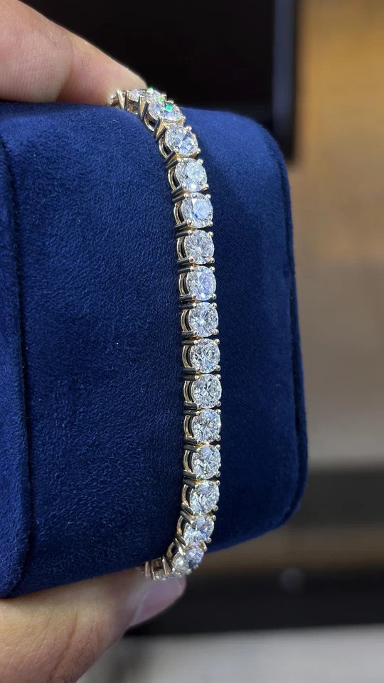 20Ct Round Cut Lab Created Diamond Tennis Bracelet 14K White Gold Plated Silver