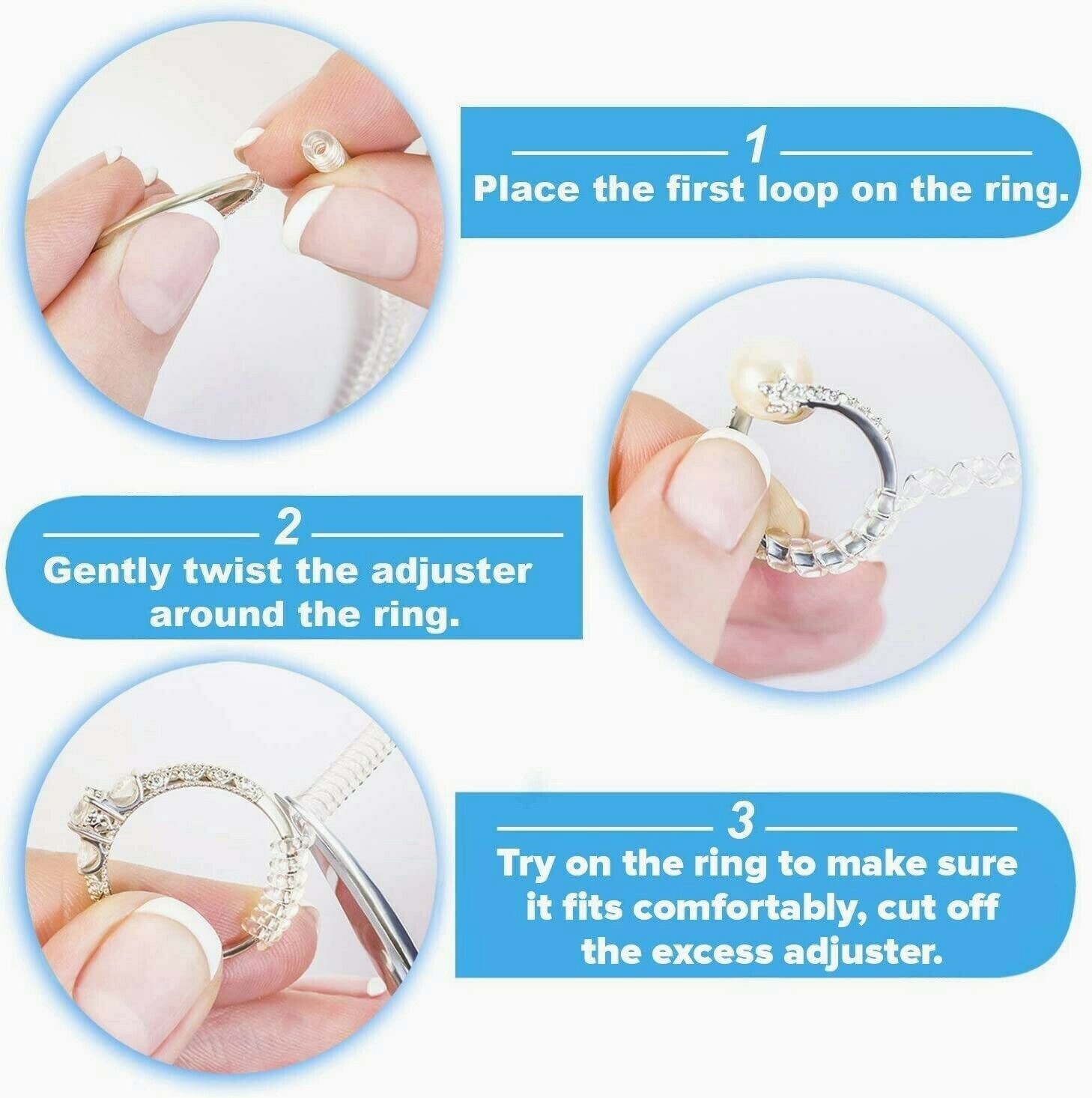 16Pcs Clear Ring Sizer Jewelry Ring Size Adjuster Invisible Fit Reducer Guard US