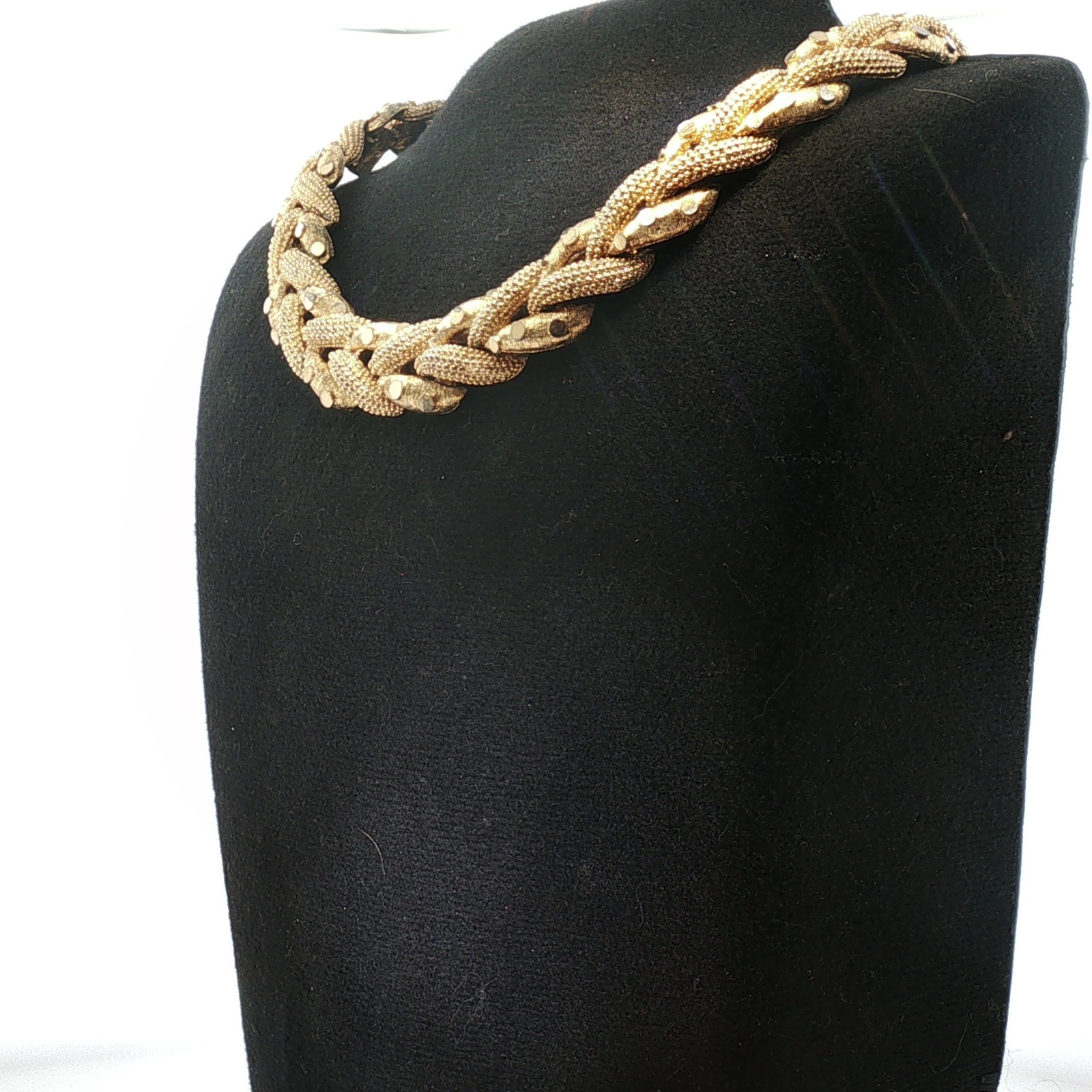 Signed Boucher Gold-Tone Woven Link Necklace Vintage Elegant Jewelry