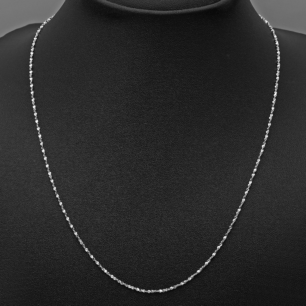 18″ Sterling Silver Singapore Chain Necklace – Twisted, Shiny & Elegant DGC1037