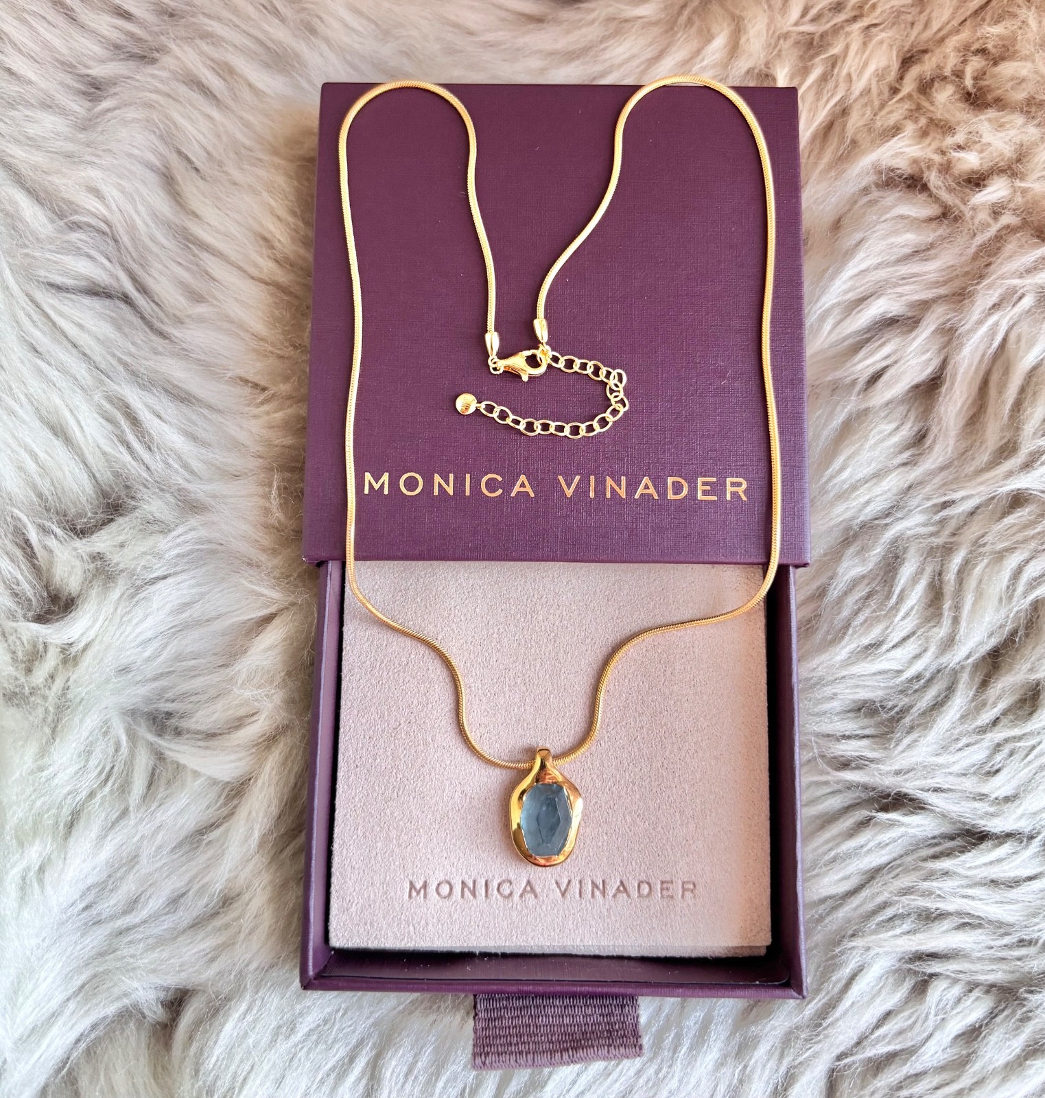 MONICA VINADER 💎 Odyssey Chain Necklace 18k Gold & Aquamarine £199
