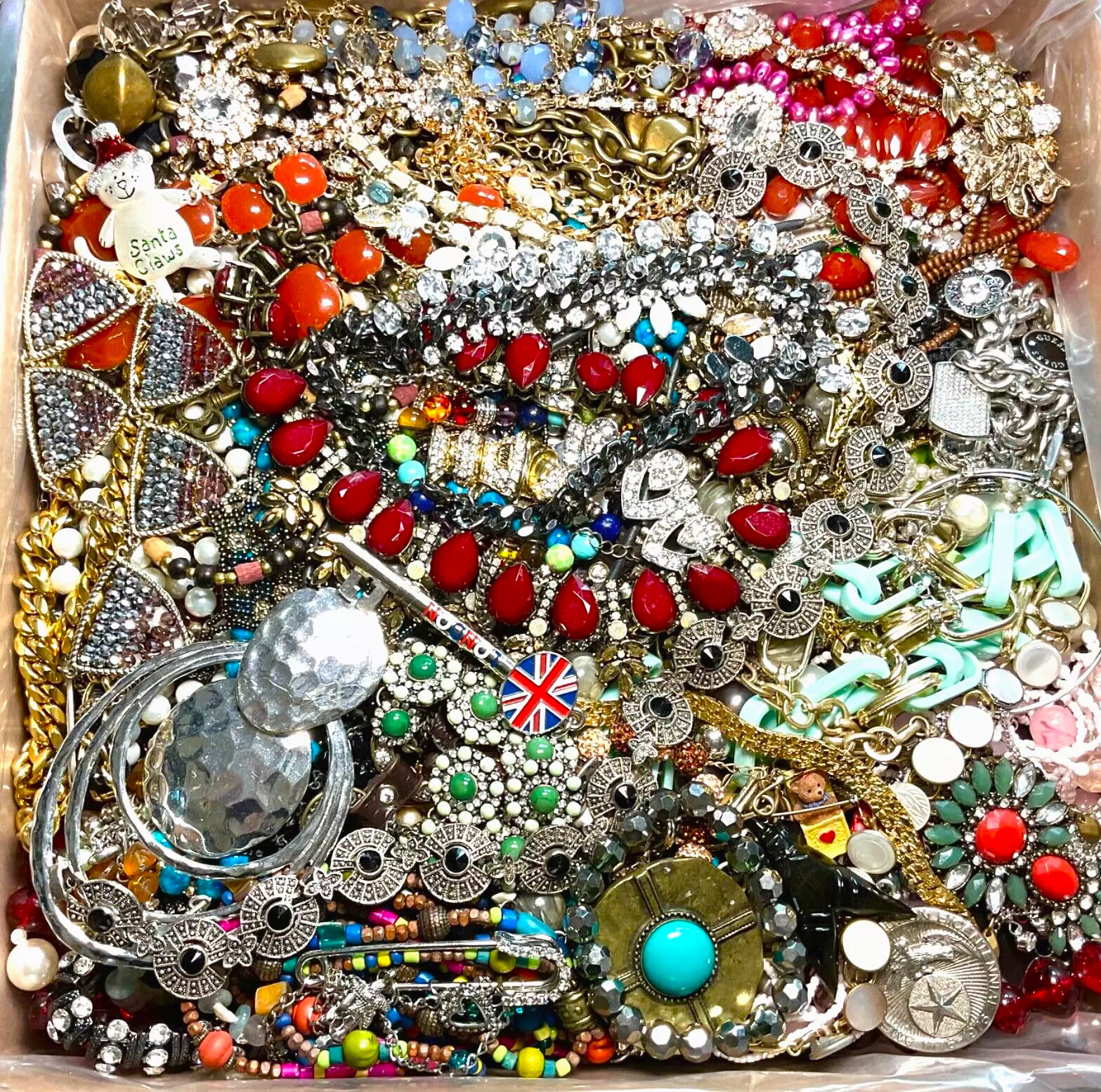 SO Tangled Lot Jewelry VTG New Junk & Good Treasure Box FREE SHIP 5 Pounds Lbs