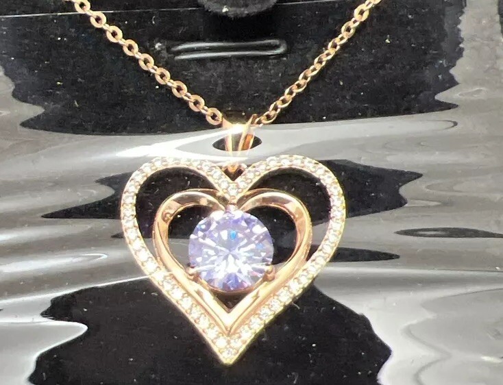 Gold Heart Pendant Necklace With Birthday Stone, Christmas, Birthday, Girl