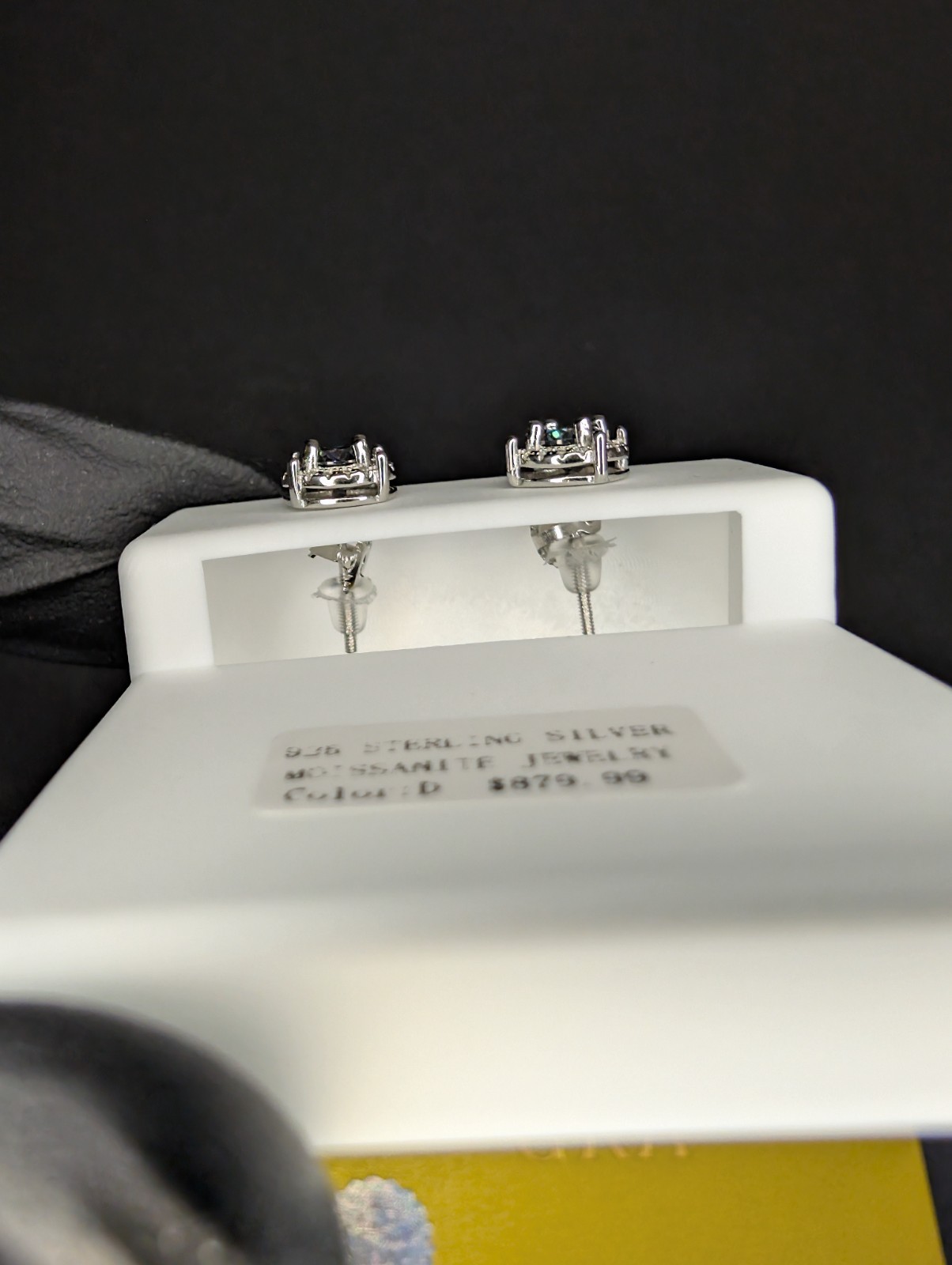 Solid 925 Silver GRA Certified Mystic Topaz Moissanite w/ Halo 7.9mm Studs
