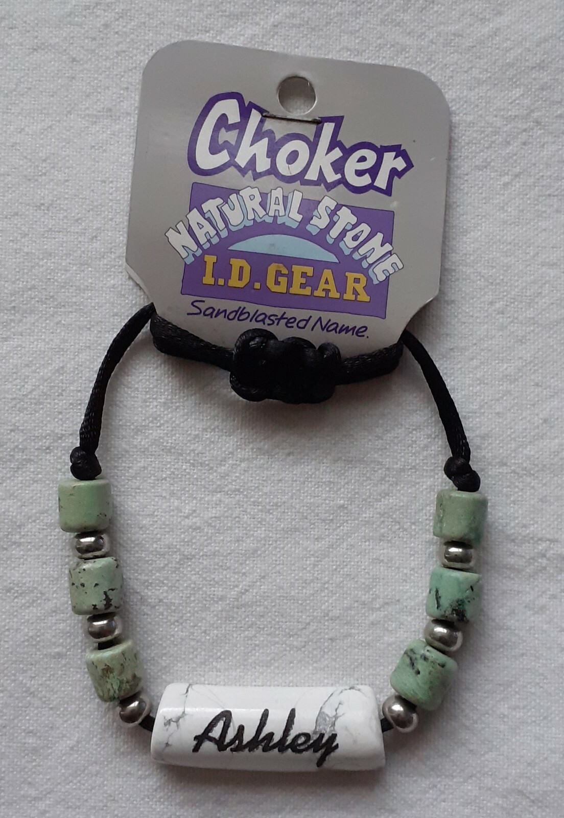ID Choker / Necklace – Natural Stone – Sandblasted Name – Ashley – Brand New