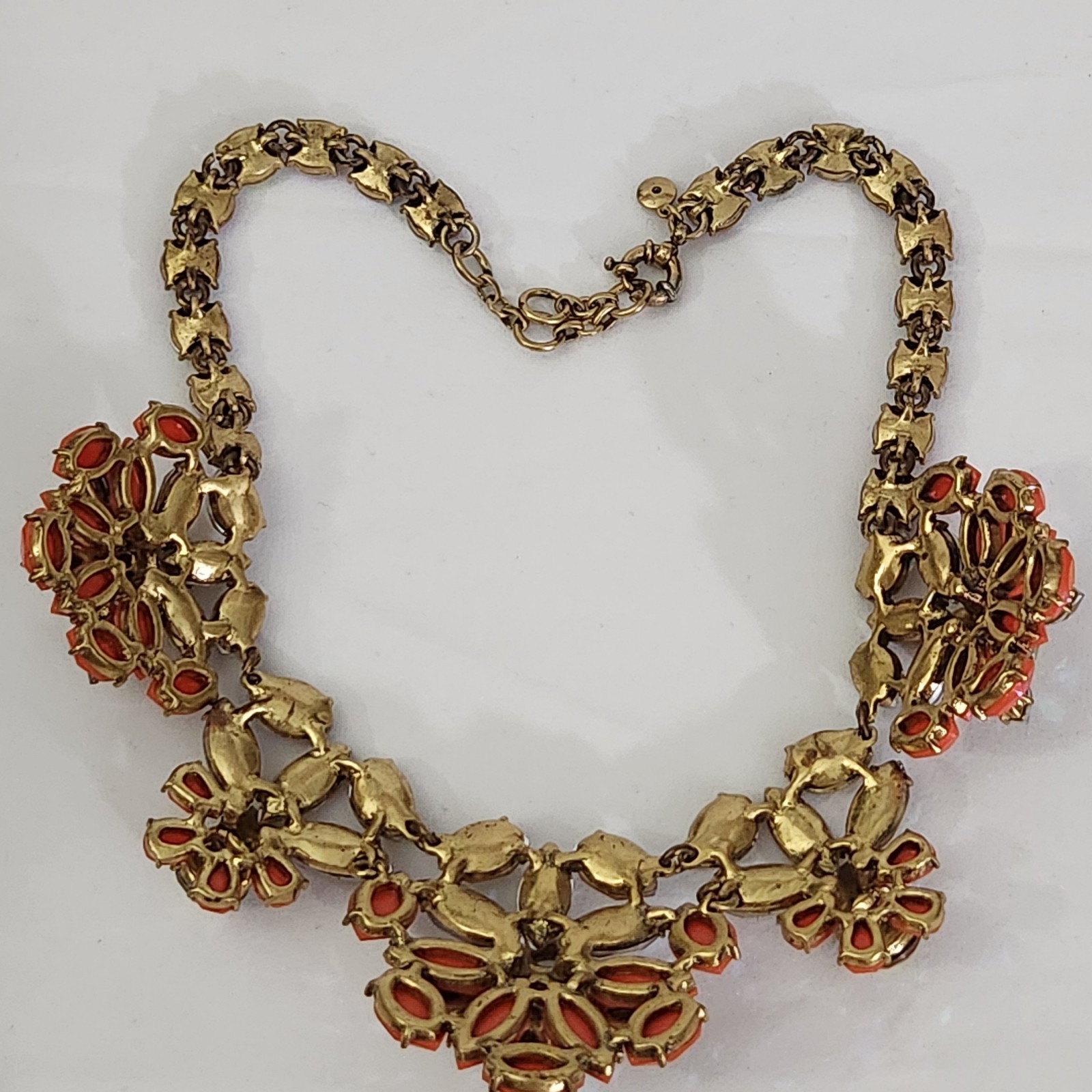 J.Crew Signed Multi Color Aurora Borealis Rhinestone Floral Statement Necklace