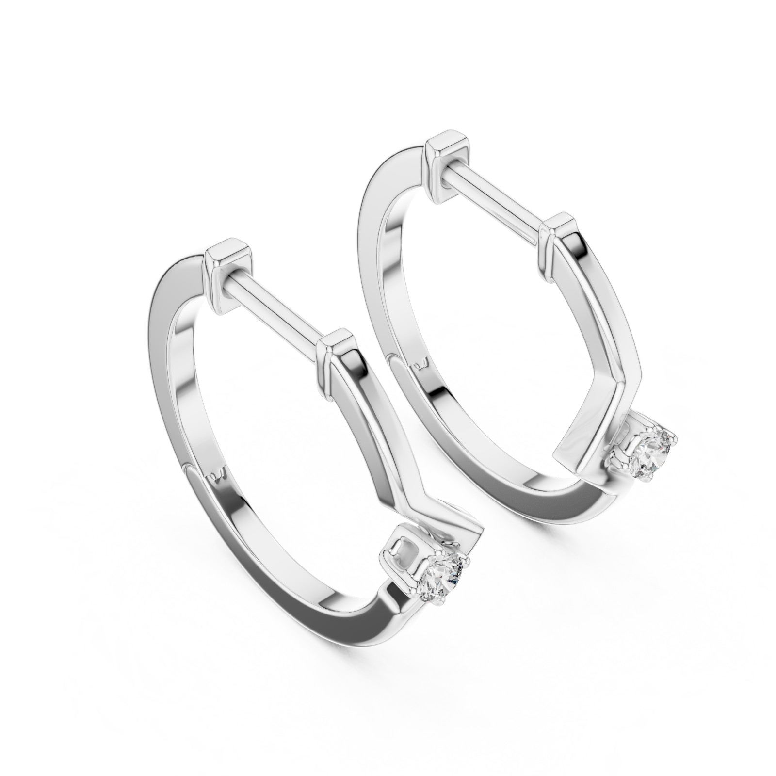 Lab Created Genuine Diamond Hoop Earrings in 925 Solid Sliver