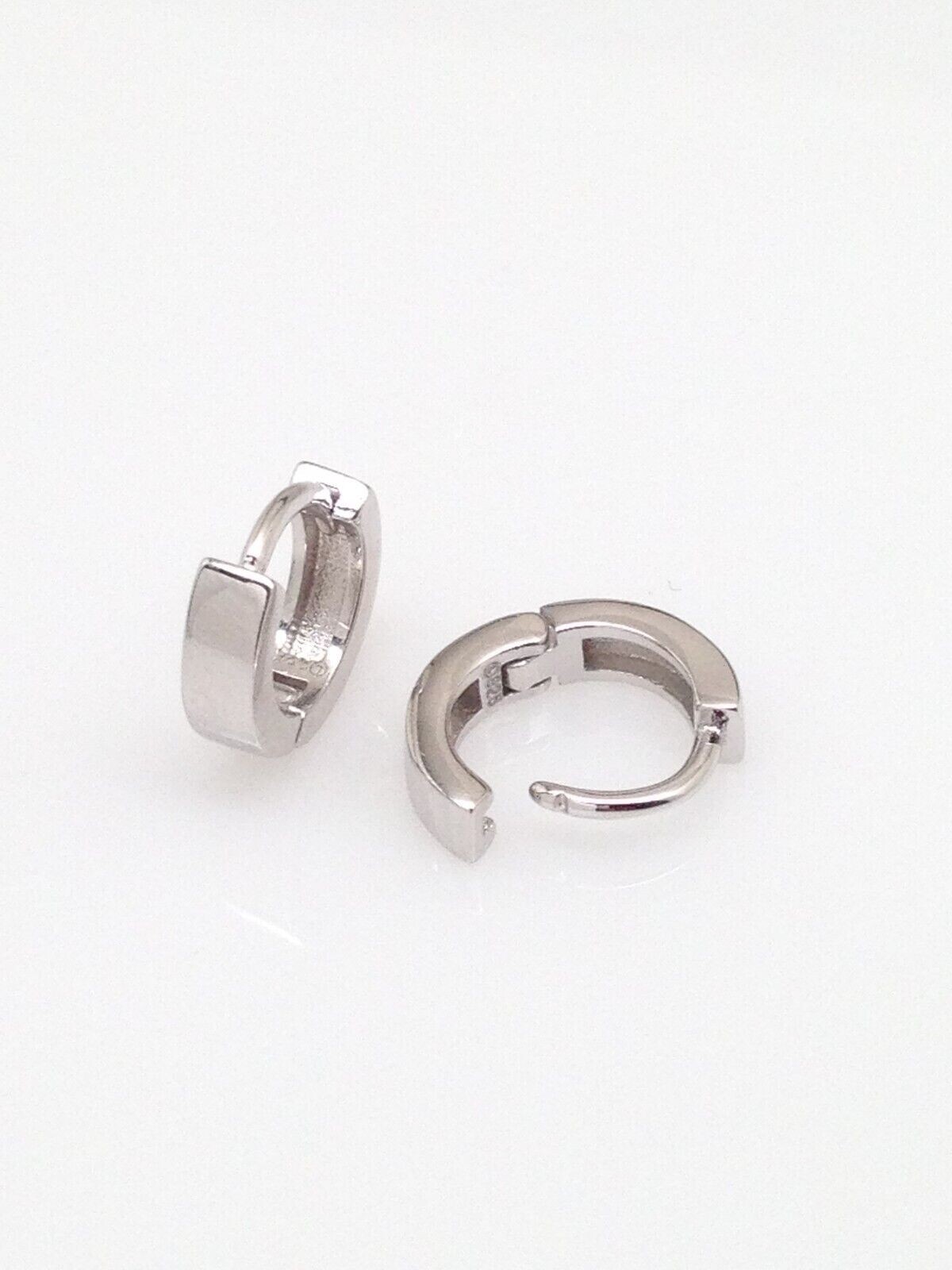 Plain Huggie Hoop Earrings 925 Sterling Silver 9×2.2mm (0.35″) VERY SMALL / TINY