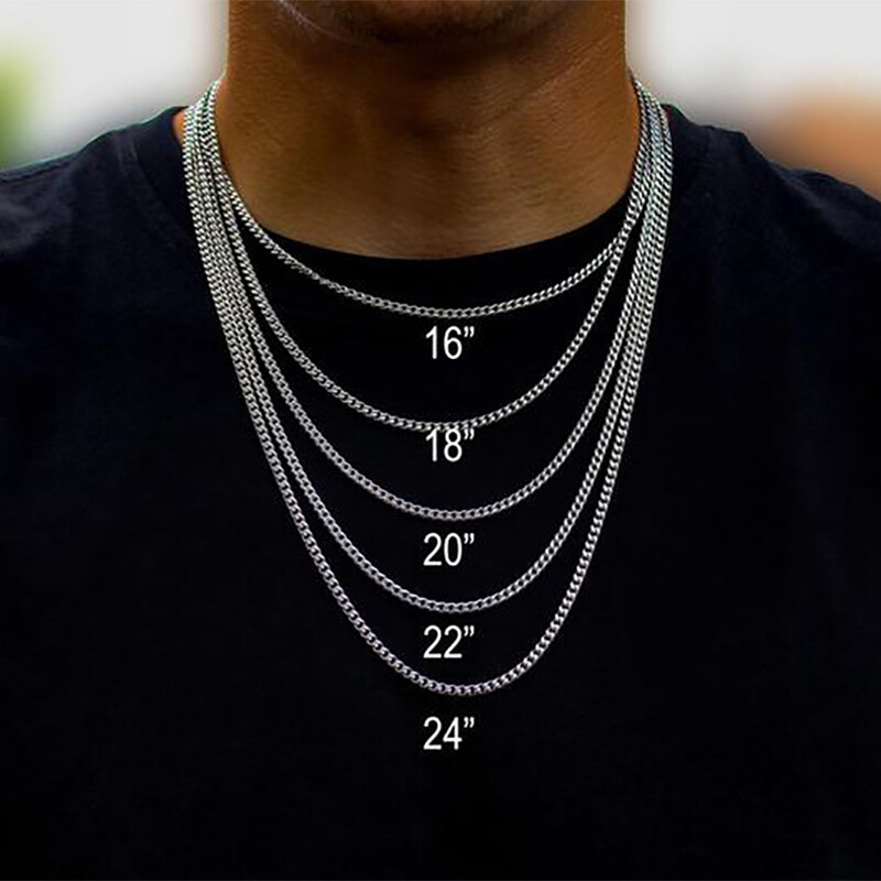3mm Curb Cuban Link Chain Necklace for Men Women Stainless Steel Lobster 16″-30″