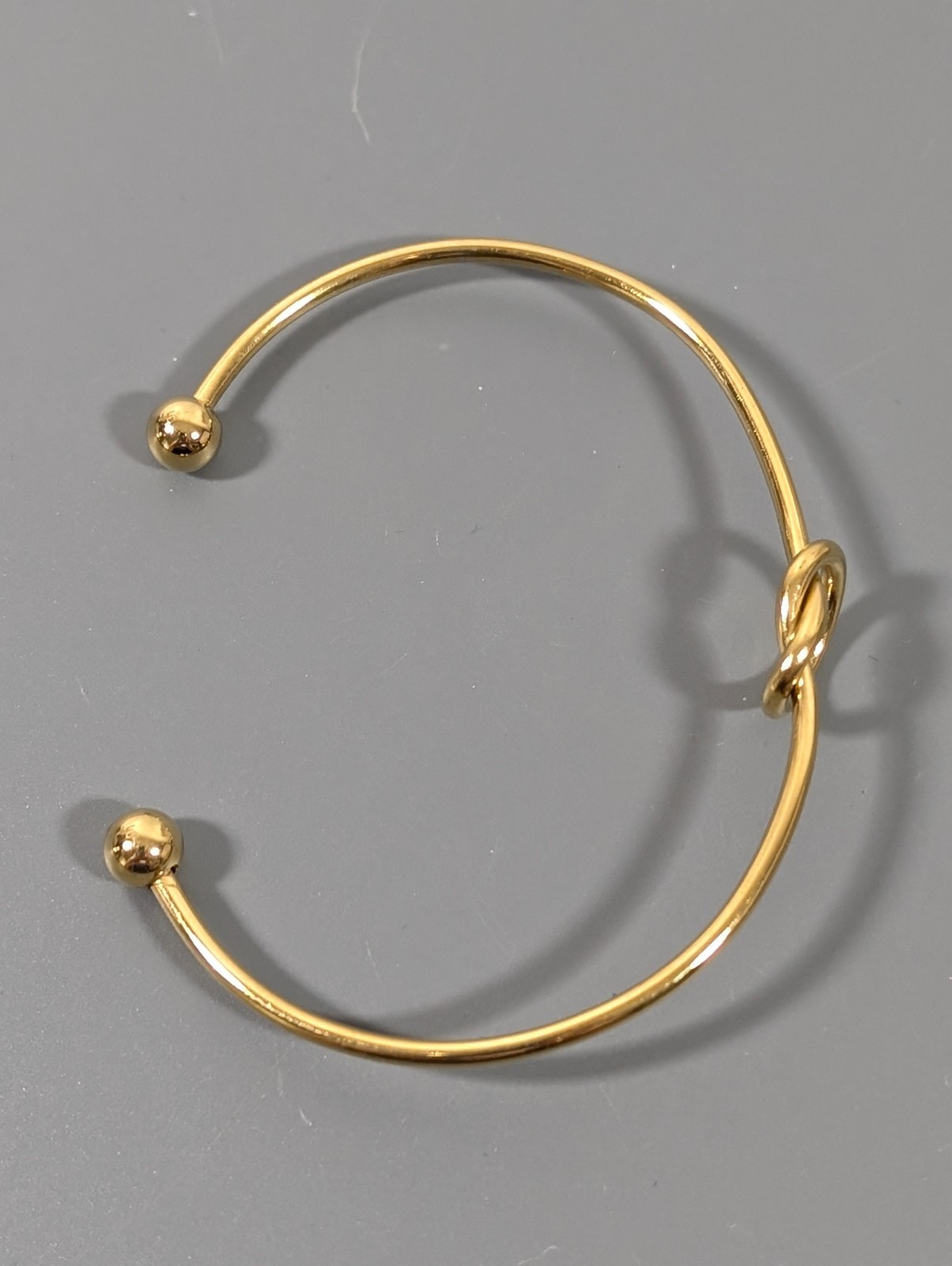 Gold Tone Knot Cuff Bracelet Stacking Retro Minimalist 6.5 in
