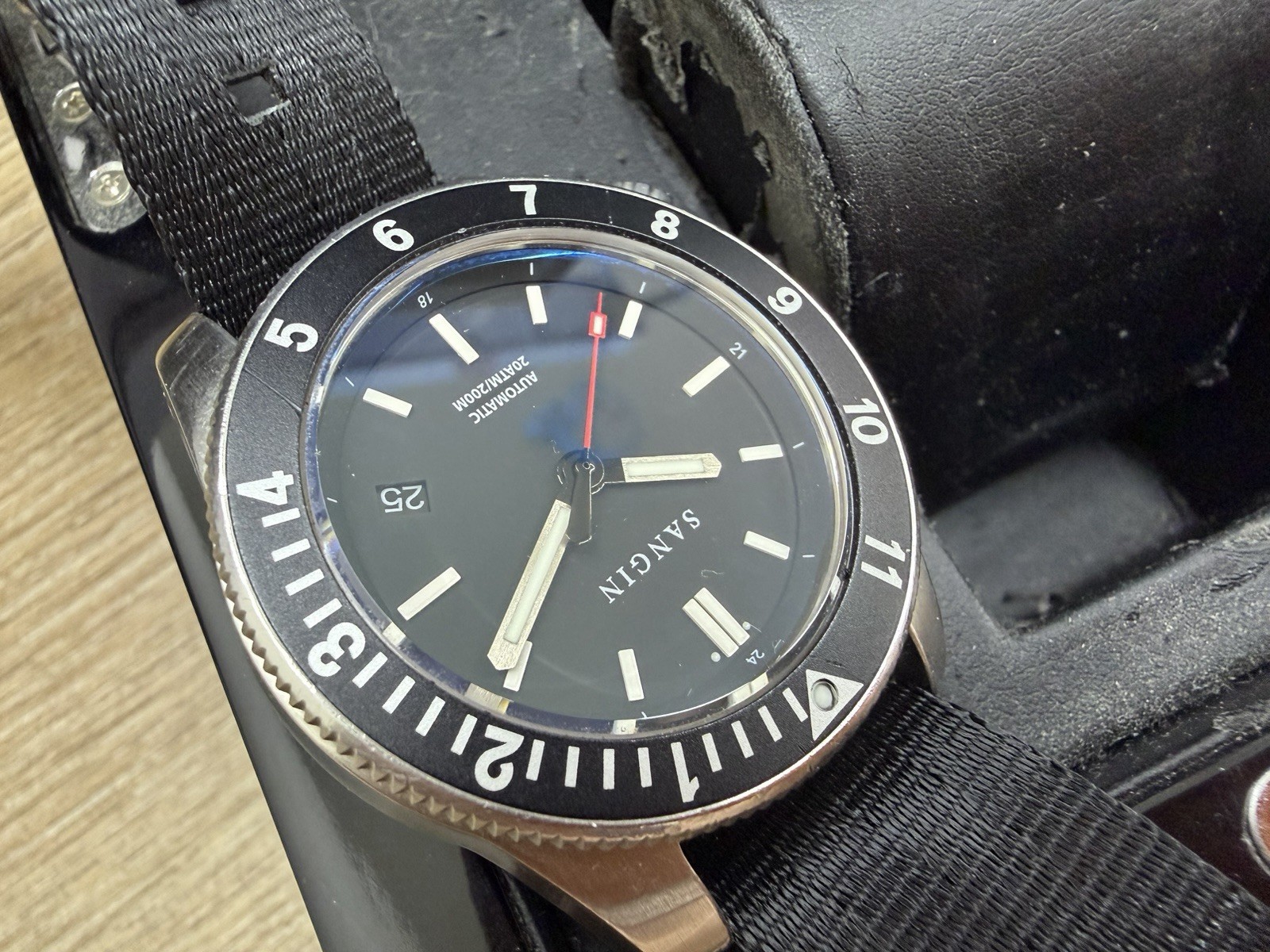 Sangin Instruments Atlas Automatic Watch BRUSHED Stainless Steel 20 ATM