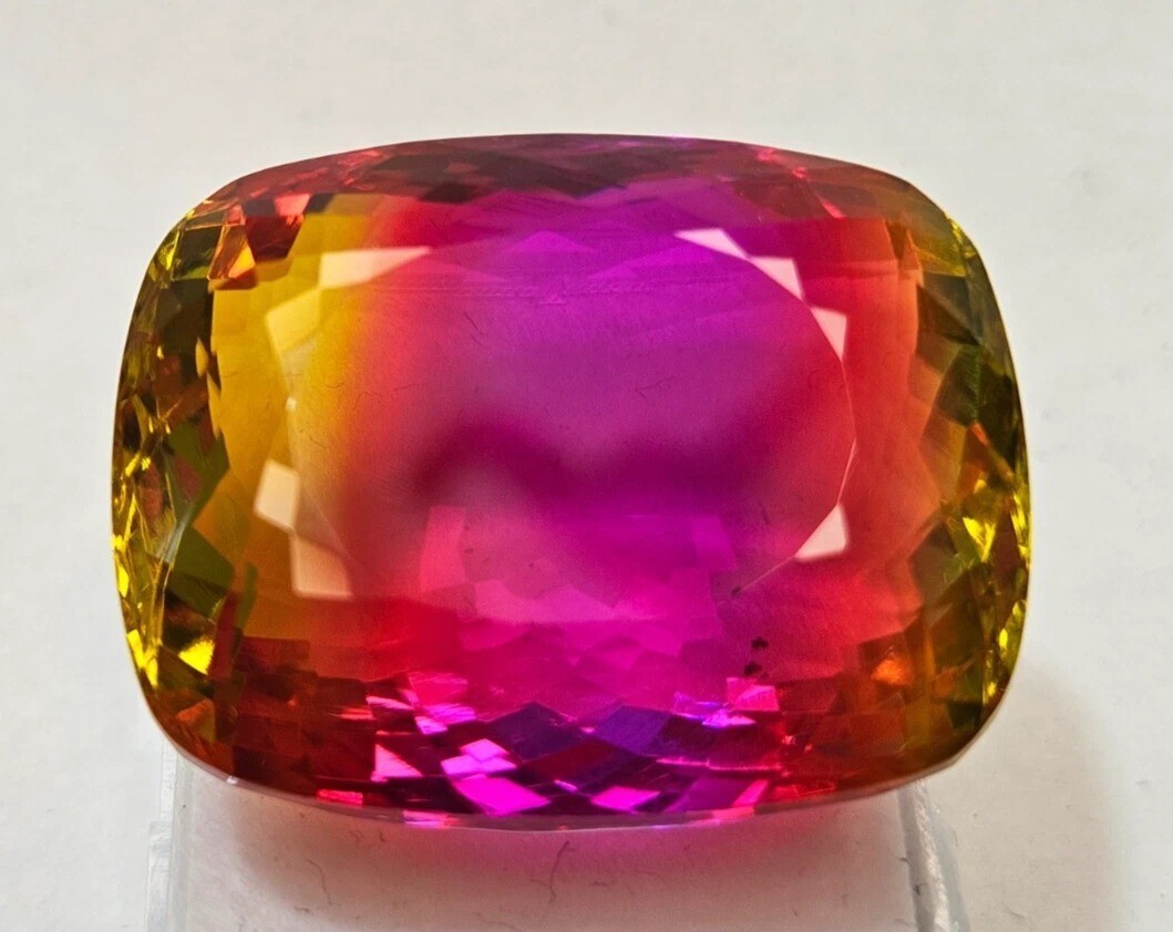 Natural Tourmaline Cushion Cut Bi-Colour 89-90Ct CERTIFIED EGL Loose Gemstone