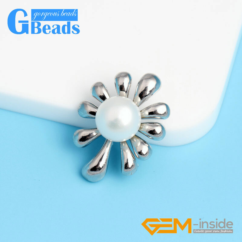 White Gold Plated Tree Shape Freshwater Pearl Beaded Pendant Necklace 10-11mm