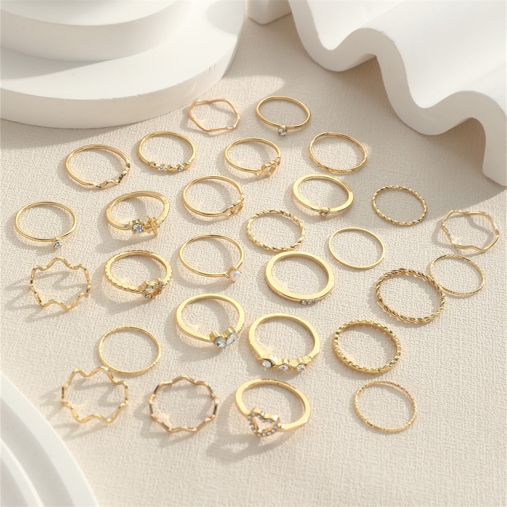 28pcs CZ Stacking Rings Set – Zinc Alloy, Daily & Party Wear, Gift for Women