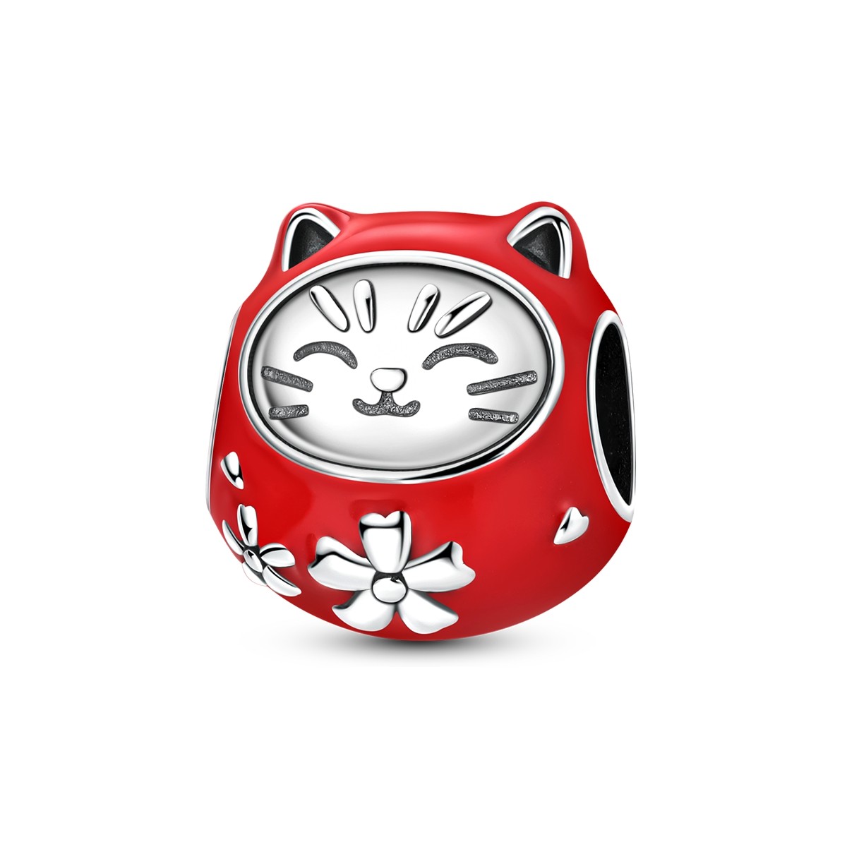 LAZA 925 Sterling Silver DIY Charm Japanese-style Cat Tumbler fit Women Bracelet