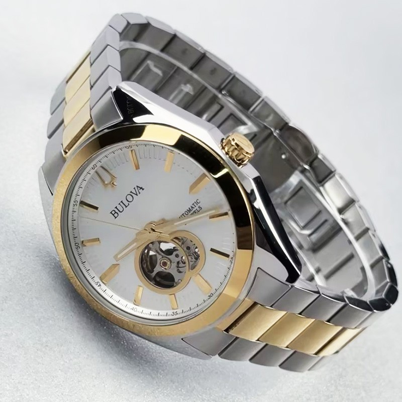 Bulova Surveyor 98A284 Gold Silver Tone Dial Men’s Automatic Watch 42mm