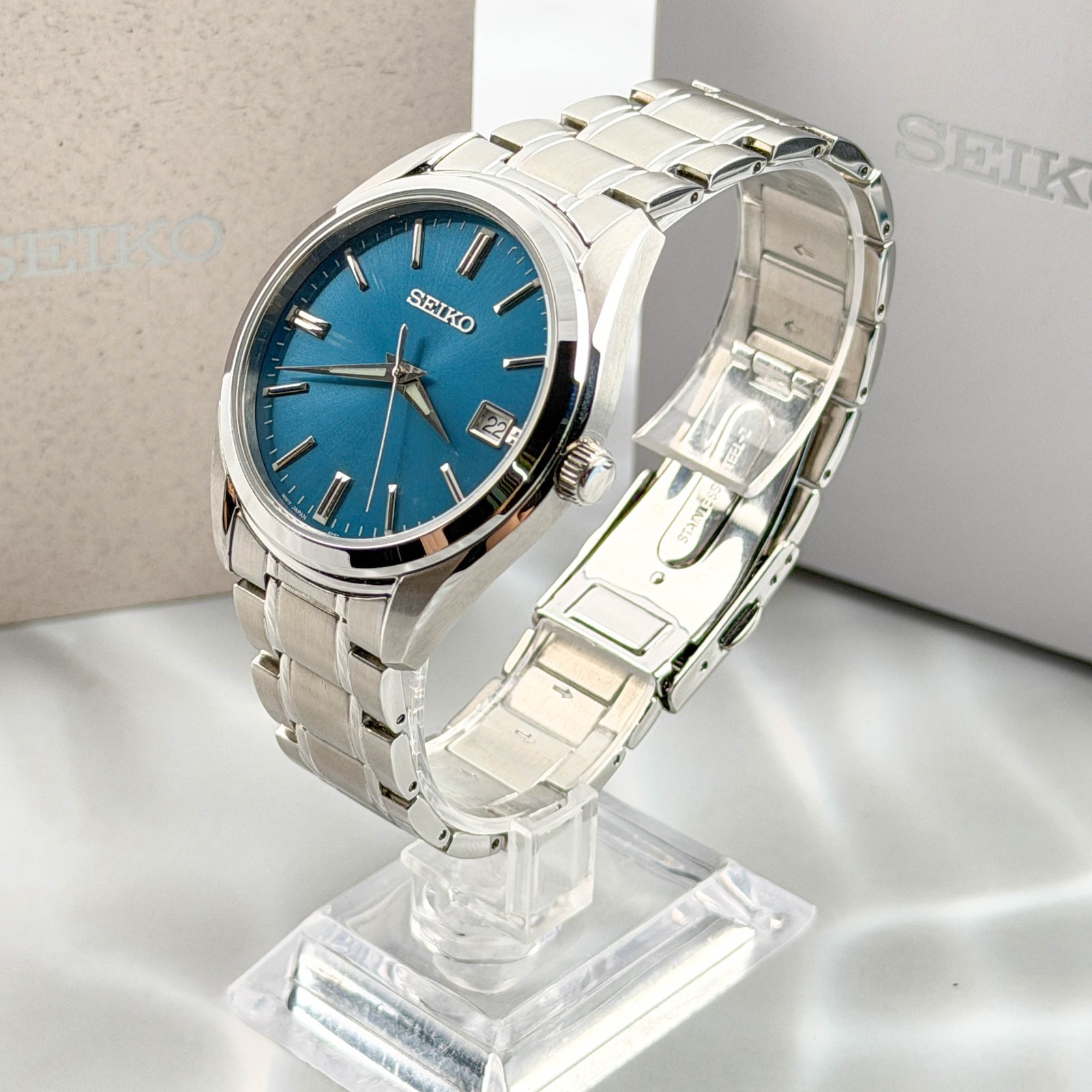 Seiko Essentials SUR525 Men’s Blue Dial Stainless Steel Strap Quartz Watch 40mm