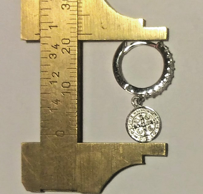 925 STERLING SILVER Rhodium Plated SAINT BENEDICT MEDAL Earrings 22x13MM