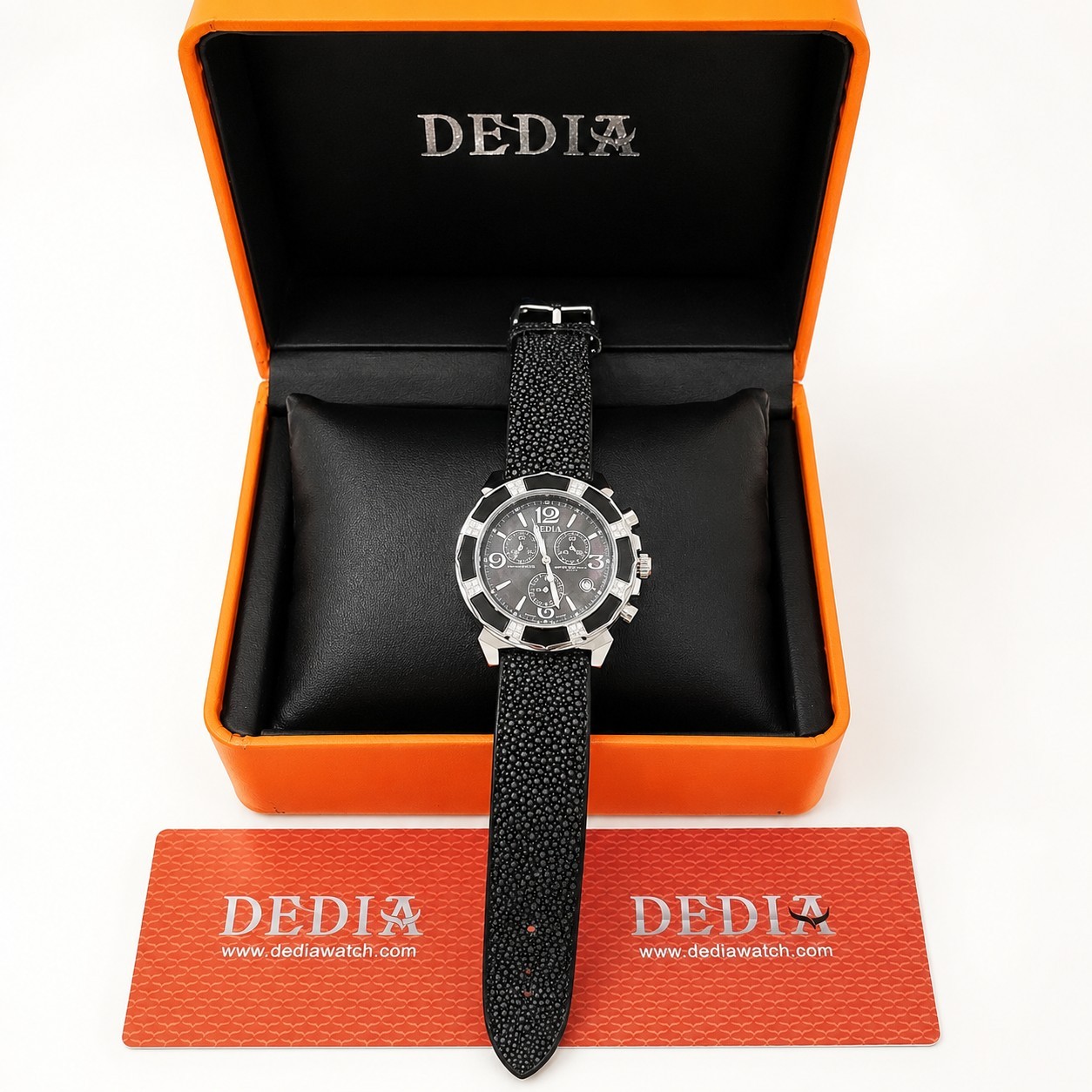 Authentic Dedia Swiss Made 18K Gold Diamond MOP Chronograph Women’s Watch