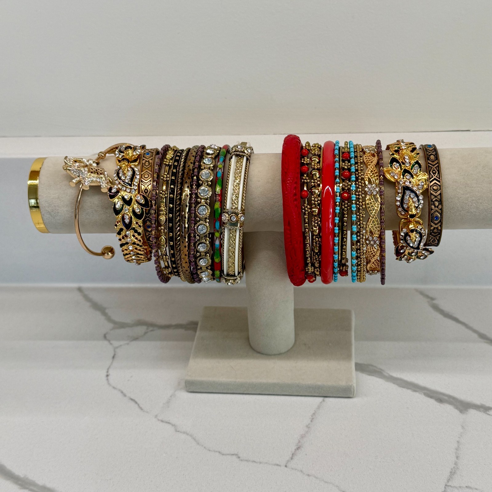 Costume Fashion Bangle Bracelet Lot Rhinestone Gold Tone Enamel Wood