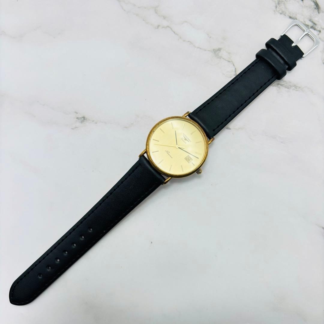 Longines Presence 7240 Vintage Men Watch Quartz Gold Dial 34mm New Battery Japan