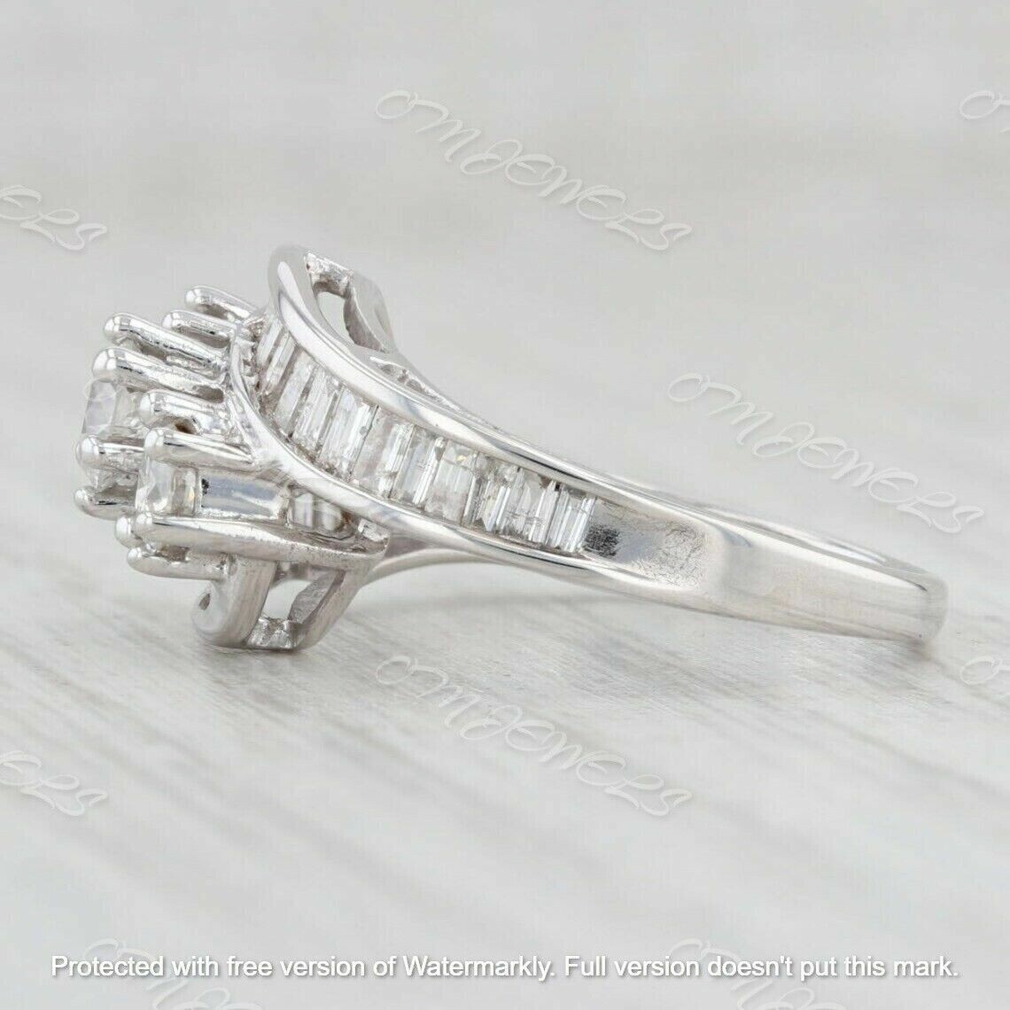 2Ct Lab-Created Diamond Solitaire With Accents Engagement Ring 14K White Gold Fn